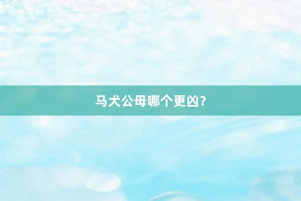 马犬公母哪个更凶？