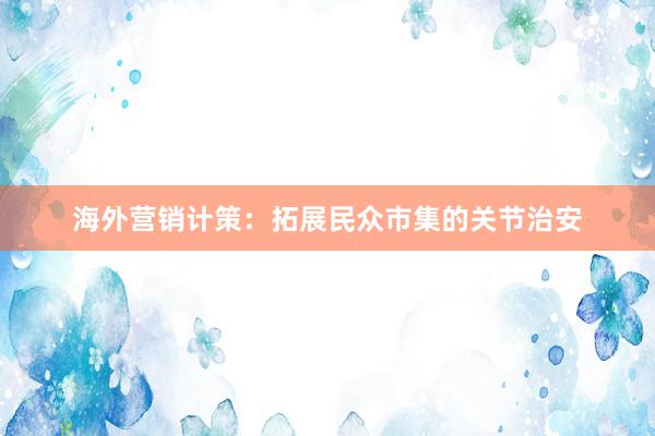海外营销计策:拓展民众市集的关节治安